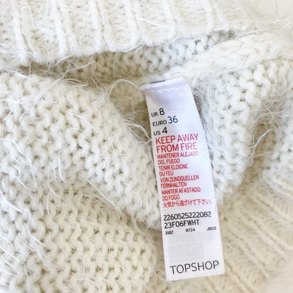 TOPSHOP | WHITE/CREAM FURRY KNITTED CROP TOP - Picture 5 of 5